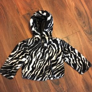 Mud pie Zebra faux fur coat